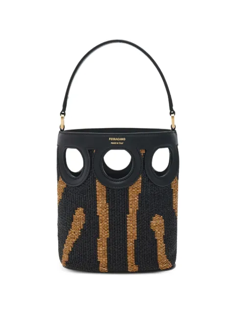 Ferragamo Gancini outline bucket bag (XS) Black 793387