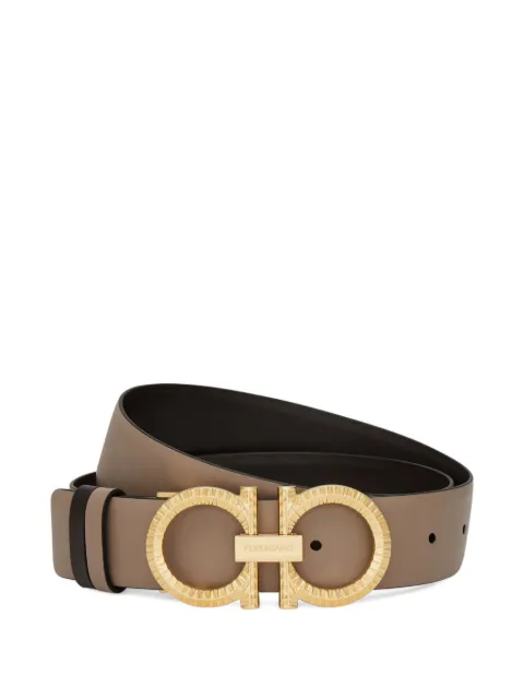 Ferragamo knurled-Gancini reversible and adjustable belt Brown 796241