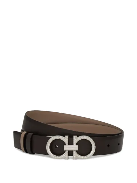Ferragamo knurled-Gancini reversible and adjustable belt Brown 796239