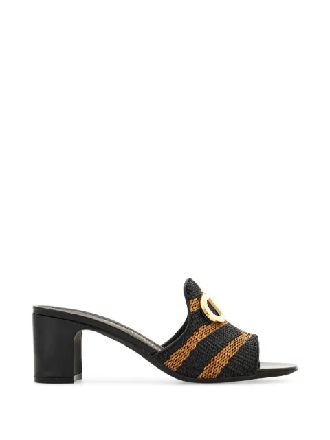 Ferragamo Gancini ornament mid-heel slides Brown 793738