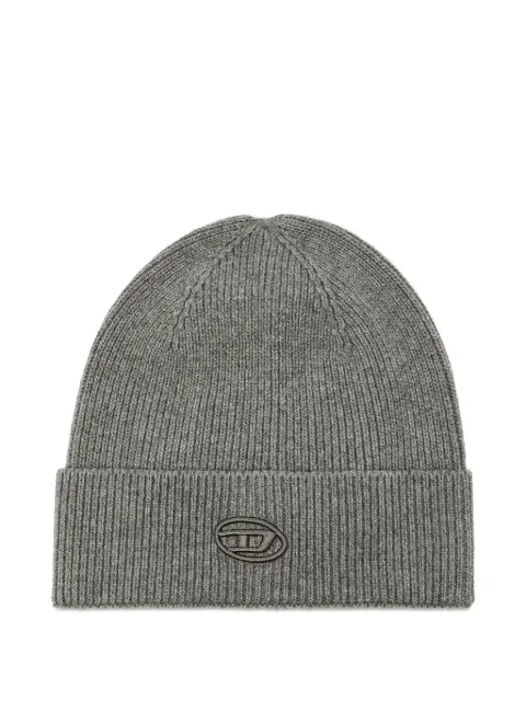 Diesel ribbed-knit embroidered-logo beanie hat Grey A040920DAOB