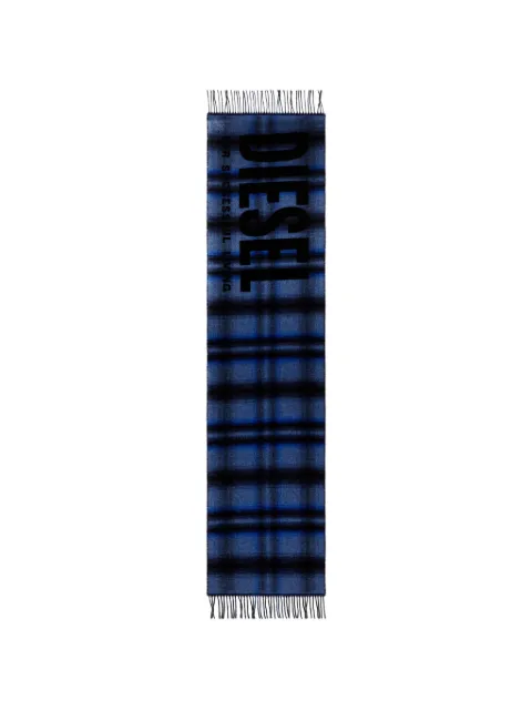 Diesel S-Check jacquard logo-lettering scarf Blue A218250EGDY