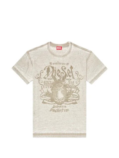 Diesel jersey T-shirt with burnout wash and studs Neutrals A228870PLBQ
