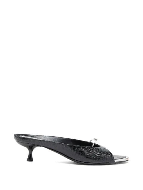 Diesel D-Diam's lizard-effect heeled mules Black Y03974P8660
