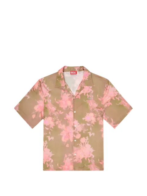 Diesel lyocell shirt with all-over floral print Brown A239740QMCE