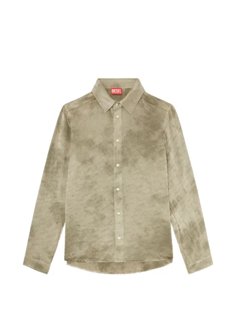 Diesel shirt in logo-jacquard crinkled satin Green A226660HNBW