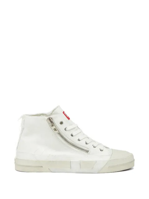 Diesel S-D-Verse frayed-canvas zip-detail sneakers White Y03895P8114
