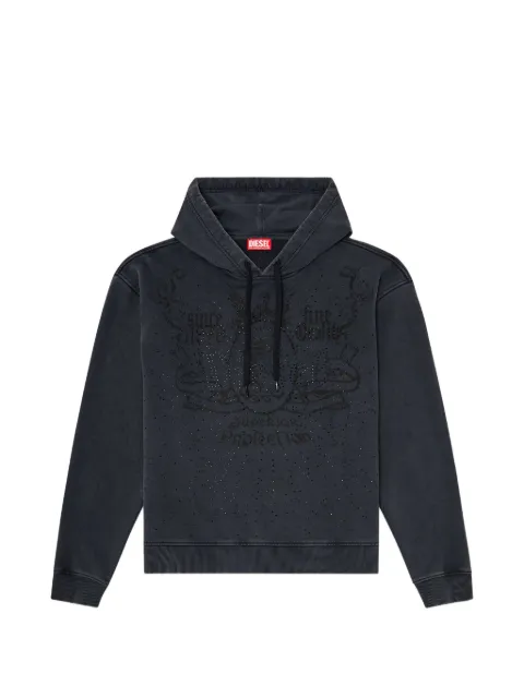 Diesel S-Norm rhinestone-embellished acid-wash hoodie Grey A228930SJBV