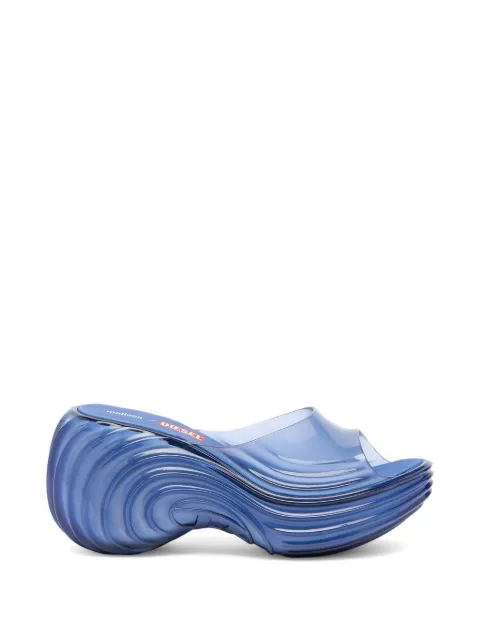 Diesel x Melissa platform mules in Melflex® Blue P01608PS916