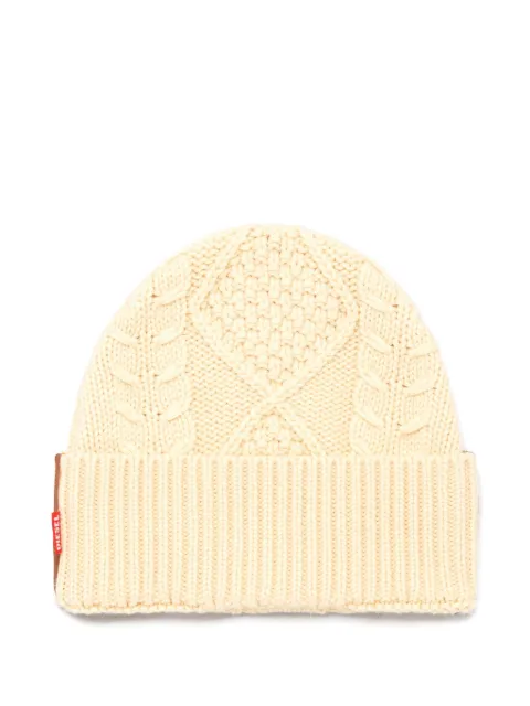 Diesel cable-knit beanie hat Neutrals A242390JMCN