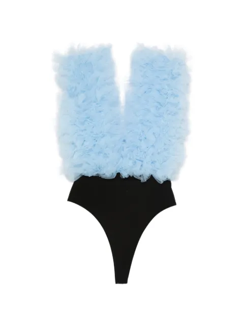 Alchemy ruffled tulle-panel bodysuit Blue LIA759