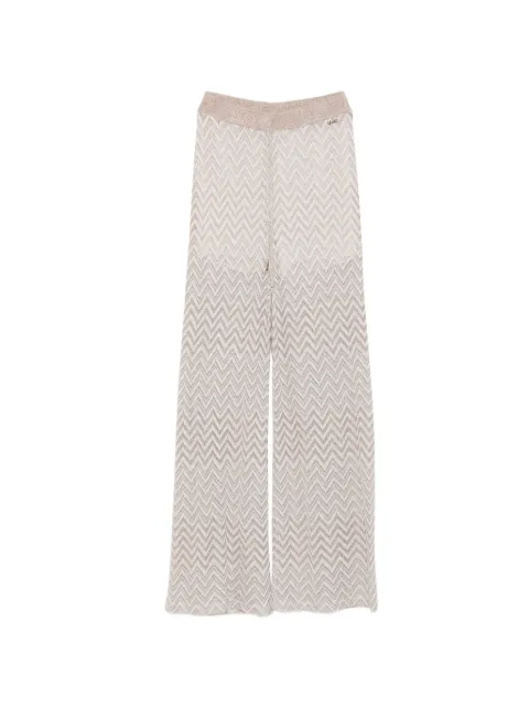 LIU JO zigzag-knit wide-leg palazzo pants Neutrals VA6176J3878