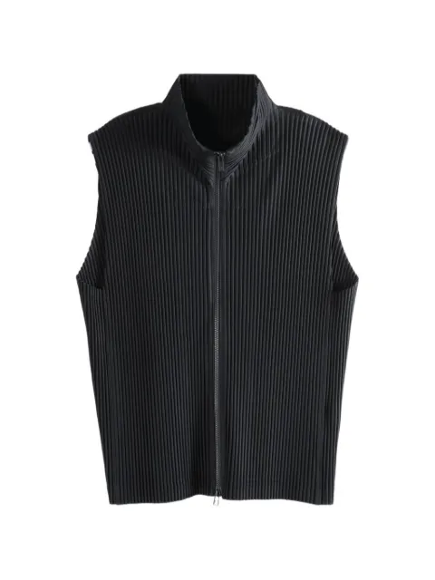 Homme Plissé Issey Miyake Monthly Colors : April pleated zip-up T-shirt Black HP66JE043