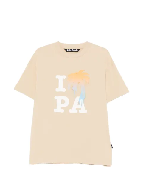 Palm Angels palm-tree-print T-shirt Neutrals PMAA109S26JER0076101