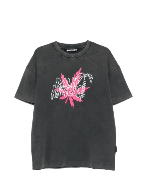 Palm Angels logo-print faded-effect T-shirt Grey PMAA109S26JER0031032
