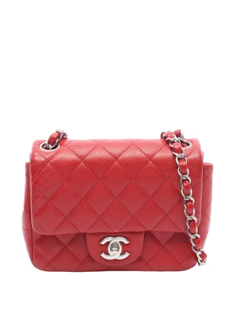 CHANEL Pre-Owned 2013-2014 CHANEL Mini Matelasse leather Calfskin (cowhide) Red Used Women shoulder bag Red O24G00Q3F796VE05