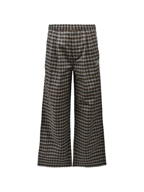 BREATH SCRIPT LOGO check-pattern wide-leg trousers Brown BR26SSP1011