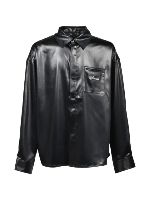 BREATH SCRIPT LOGO coated long-sleeve shirt Black BR26SSS2005