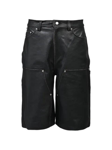 BREATH Grungle double-knee leather shorts Black BR26SSP1007