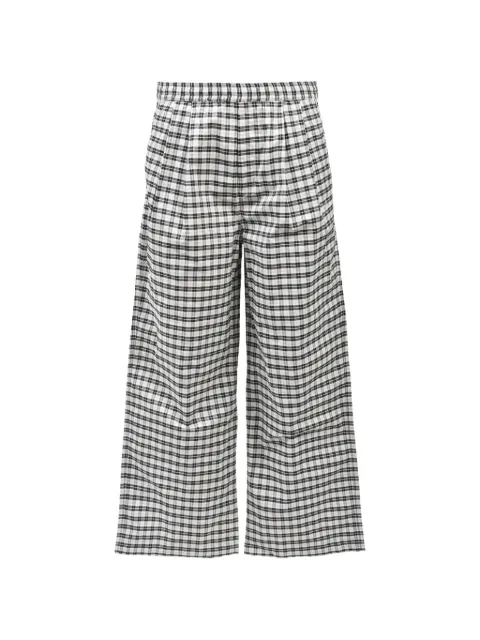 BREATH SCRIPT LOGO check-pattern wide-leg trousers White BR26SSP1011