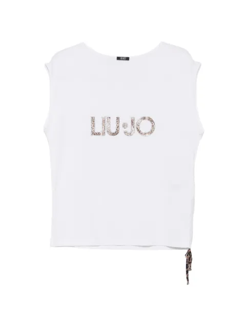 LIU JO leopard-print logo-embellished top White VA6047JS360