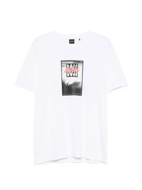 BOSS cotton-jersey T-shirt with printed artwork White 50561846
