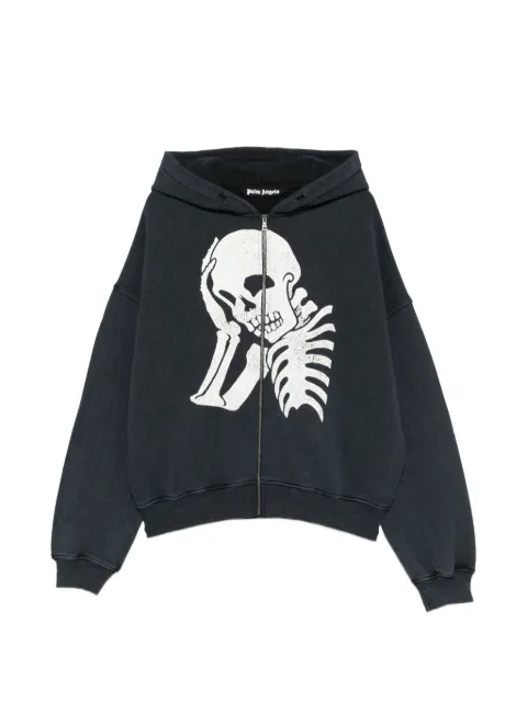 Palm Angels skeleton-print zip-up hoodie Black PMBE02AS26FLE0051003