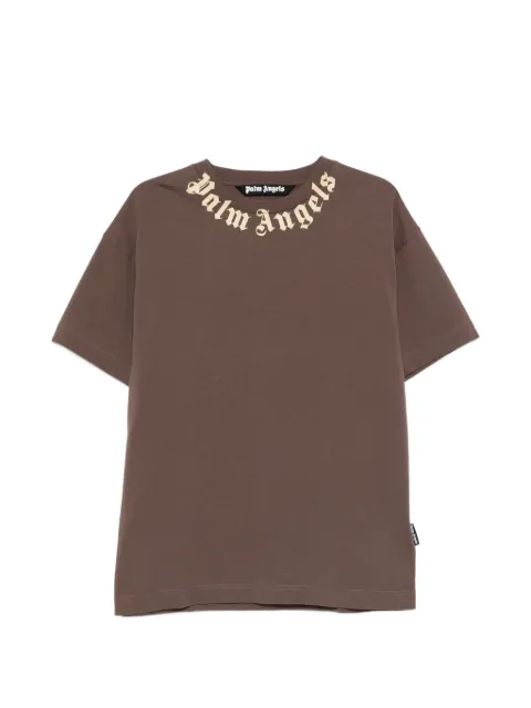 Palm Angels logo-print T-shirt Brown PMAA109S26JER0086061