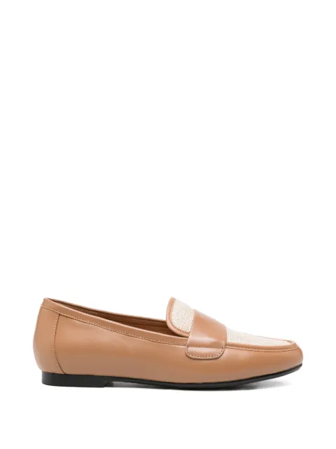 ADRIANNA FERETTI leather canvas-panelled loafers Neutrals 604026105