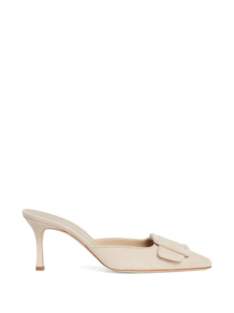 Manolo Blahnik buckle-detail suede mules Neutrals 9XX02470006