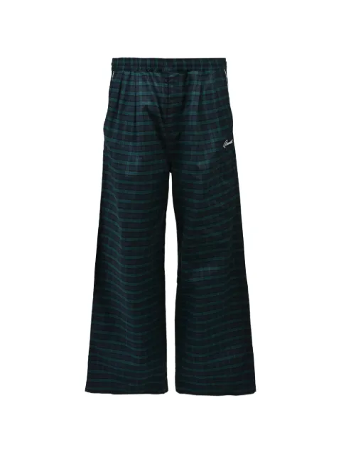 BREATH SCRIPT LOGO CHECK wide-leg trousers Blue BR26SSP1011