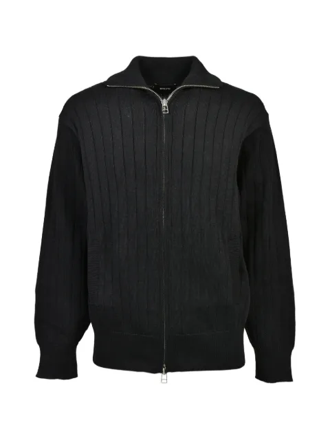 BREATH DRIVERS ribbed-knit zip-up cardigan Black BR26SSN3003