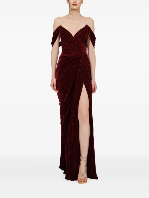 Iris Serban Ganya ruched off-shoulder gown Red GANYA