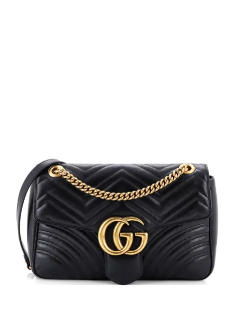 Gucci Pre-Owned GG Marmont Flap Bag Matelasse Leather Medium shoulder bag Black XKNR2Z8DETPL4YYP