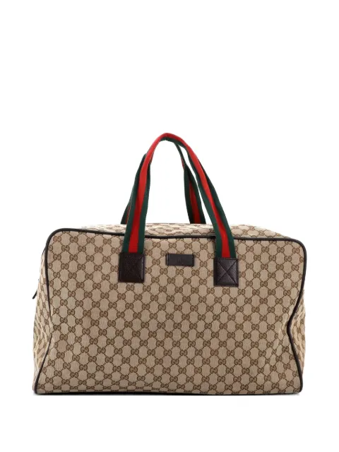 Gucci Pre-Owned Web Carry On Duffle Bag GG Canvas Large travel bag Brown U8PJHR4DHR1N9CG0