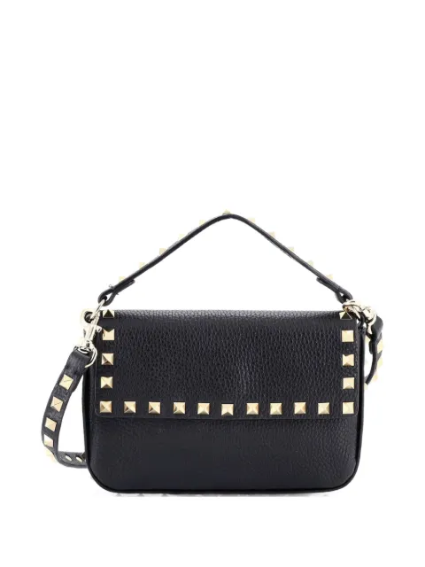 Valentino Garavani Pre-Owned Rockstud Top Handle Pouch Leather Mini crossbody bag Black DWOKMC5GGT4UC0U1