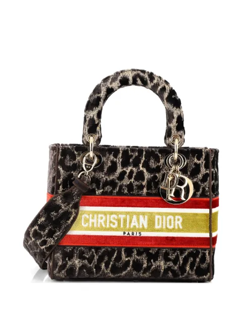 Christian Dior Pre-Owned Lady D-Lite Bag Mizza Embroidered Velvet Medium tote bag Brown DJVPCD7WML1I5MIE