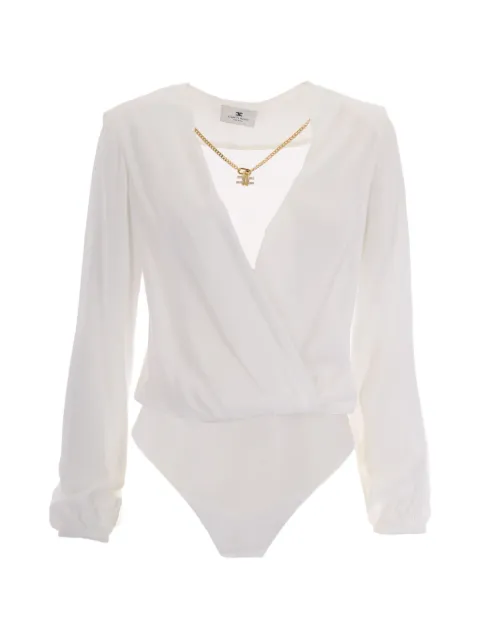 Elisabetta Franchi draped chain-detail bodysuit White CB00762E2