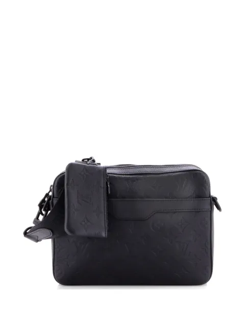 Louis Vuitton Pre-Owned Trio Messenger Bag Monogram Shadow Leather crossbody bag Black 90AGW0JFU84F02UQ
