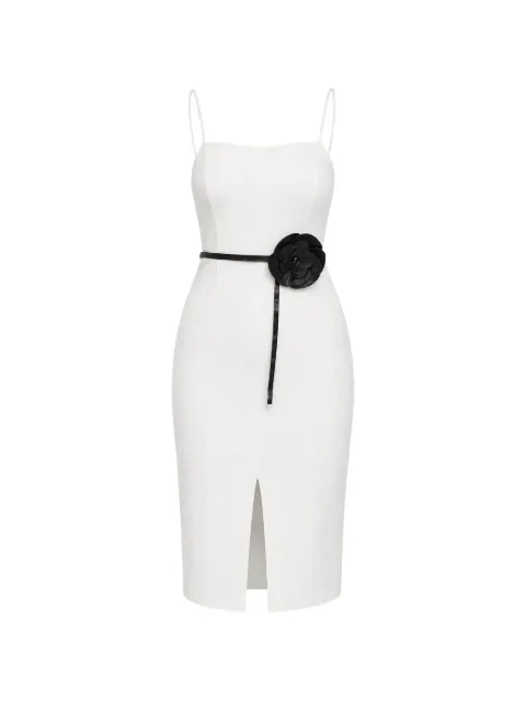 GUESS USA floral-appliqué belted midi dress White W6RK0GKC9O0