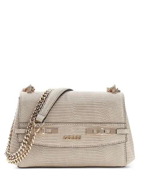 GUESS USA Melinda lizard-effect chain satchel bag Neutrals HWKL9933780
