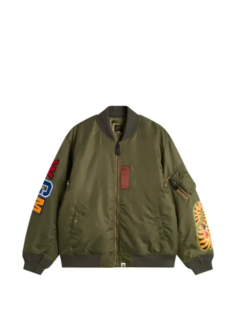 A BATHING APE® MA-1 graphic-appliqué bomber jacket Green 001HJL801003M