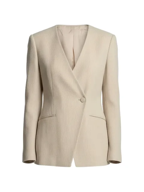 Emporio Armani textured collarless blazer Neutrals EW003989TE15797