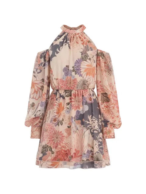 GUESS USA floral-print cold-shoulder mini dress Neutrals W6GK05W1577