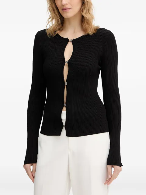 GUESS USA ribbed-knit long-sleeved cardigan Black W6RR35Z0132