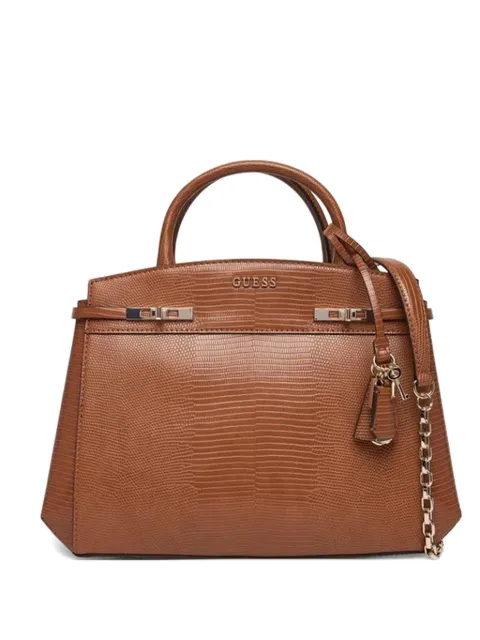 GUESS USA reptile-effect top-handle tote bag Brown HWKL9933060