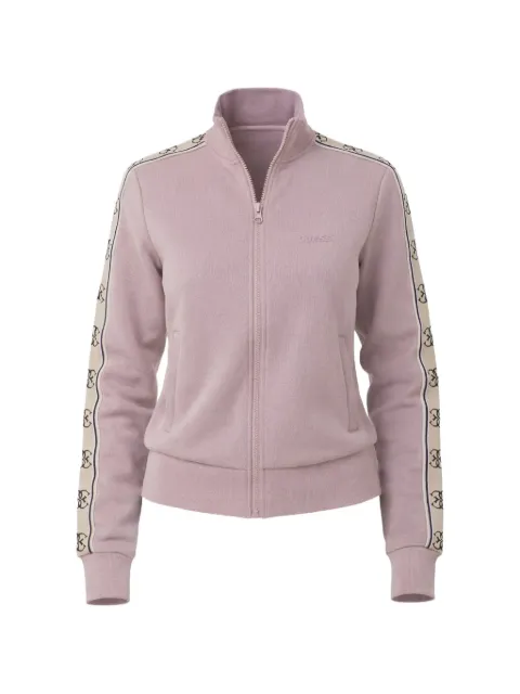 GUESS USA logo-tape zip-up sweatshirt Pink V2YQ16KB3P2