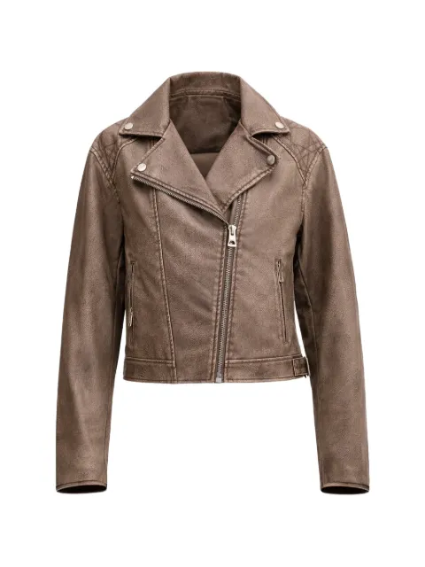 GUESS USA quilted-panel notched-lapel jacket Brown W6RL09WH1X0