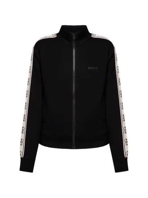 GUESS USA logo-tape zip-up sweatshirt Black V2YQ16KB3P2