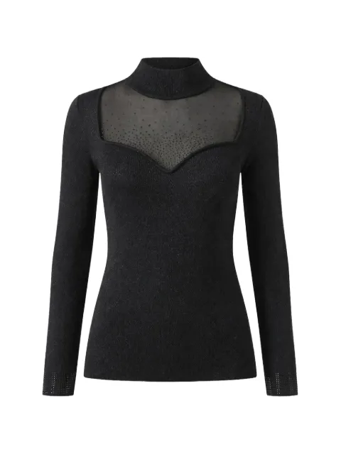 GUESS USA embellished sheer-panel sweater Black W6RR45Z4842
